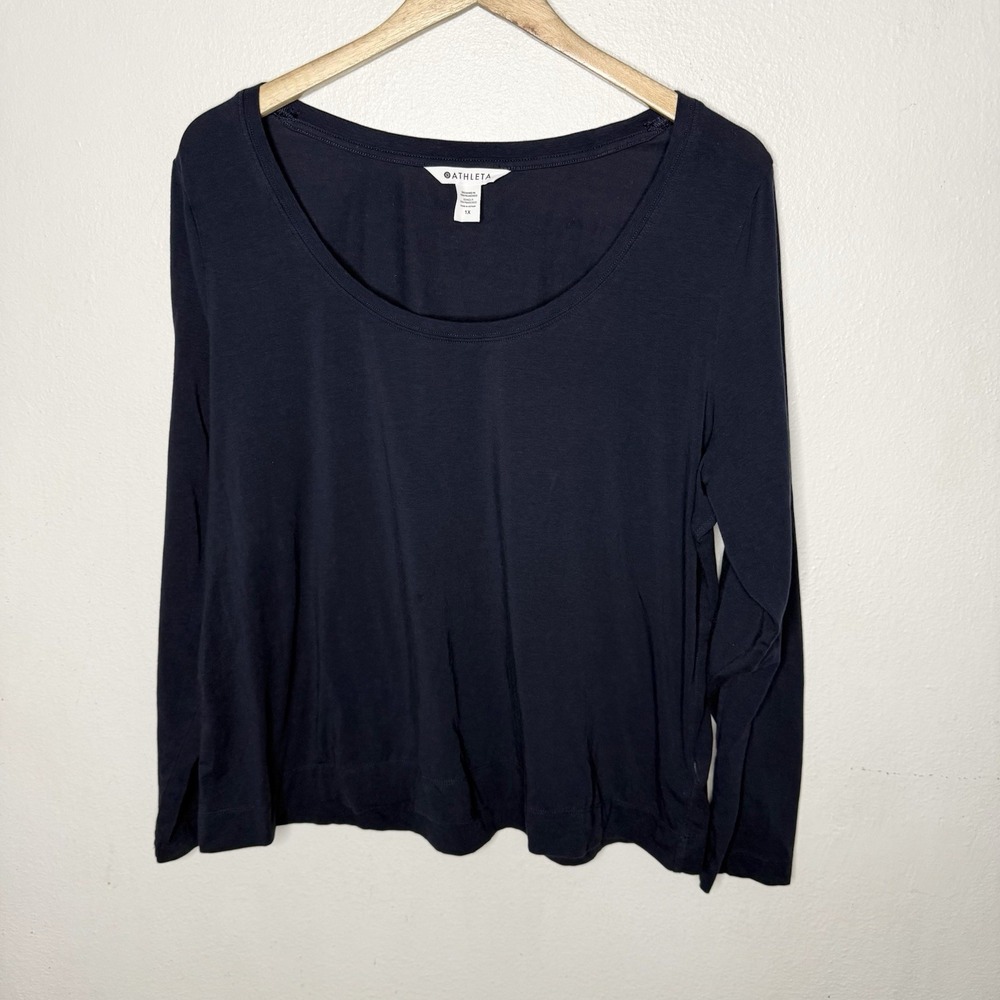 Athleta Outbound Scoop Neck Top T-Shirt Long Sleeve Navy Blue Women's 1X